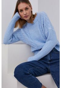 Answear Lab Sweter damski. Kolor: niebieski. Wzór: ze splotem. Styl: wakacyjny