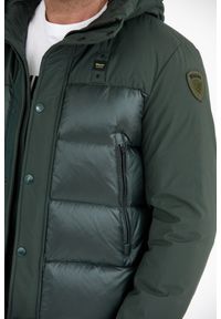 Blauer USA - BLAUER Ciemnozielona puchowa kurtka męska z kapturem, Rozmiar M. Typ kołnierza: kaptur. Kolor: zielony. Materiał: puch #5