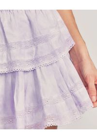 LOVE SHACK FANCY - Fioletowa mini spódnica Ruffle. Kolor: fioletowy, różowy, wielokolorowy. Materiał: koronka, bawełna. Wzór: koronka