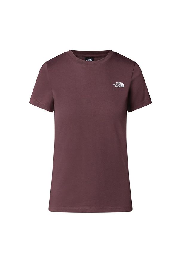 Koszulka damska The North Face Simple Dome 0A87NHBQ71 - brązowa. Kolor: brązowy. Materiał: bawełna, poliester. Długość rękawa: krótki rękaw. Długość: krótkie. Wzór: nadruk
