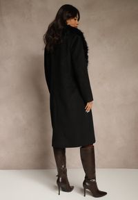 Renee - Czarny Płaszcz z Odpinanym Futerkiem Lillvana. Okazja: na imprezę. Kolor: czarny. Materiał: futro. Styl: elegancki #3