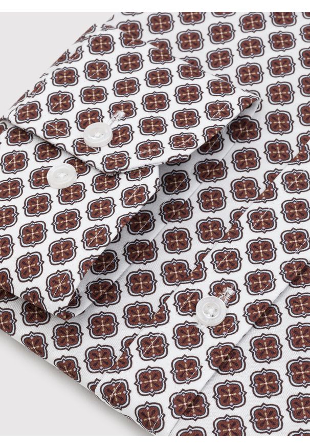 Pako Lorente - PAKO LORENTE – Casualowa koszula męska w brązowy wzór. Okazja: na co dzień. Typ kołnierza: button down. Kolor: brązowy. Materiał: elastan, bawełna. Styl: casual