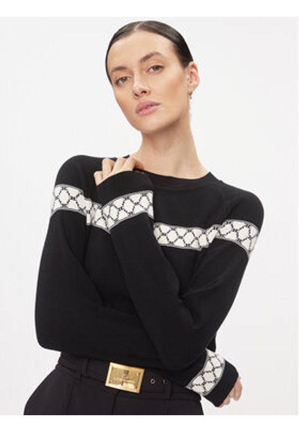 Elisabetta Franchi Sweter MK-39Q-31E2-V280 Czarny Regular Fit. Kolor: czarny. Materiał: wiskoza