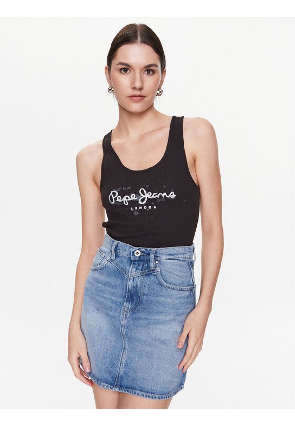 Pepe Jeans Top Ozella PL505474 Czarny Regular Fit. Kolor: czarny. Materiał: bawełna