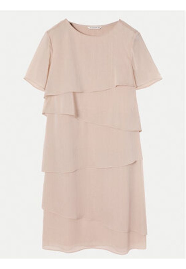 Tatuum Sukienka koktajlowa Palmi T2406.217 Beżowy Regular Fit. Kolor: beżowy. Materiał: syntetyk. Styl: wizytowy