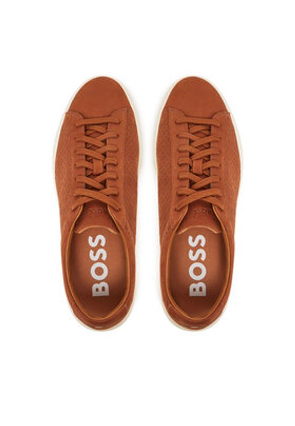 BOSS Sneakersy 50542092 Brązowy. Kolor: brązowy. Materiał: skóra
