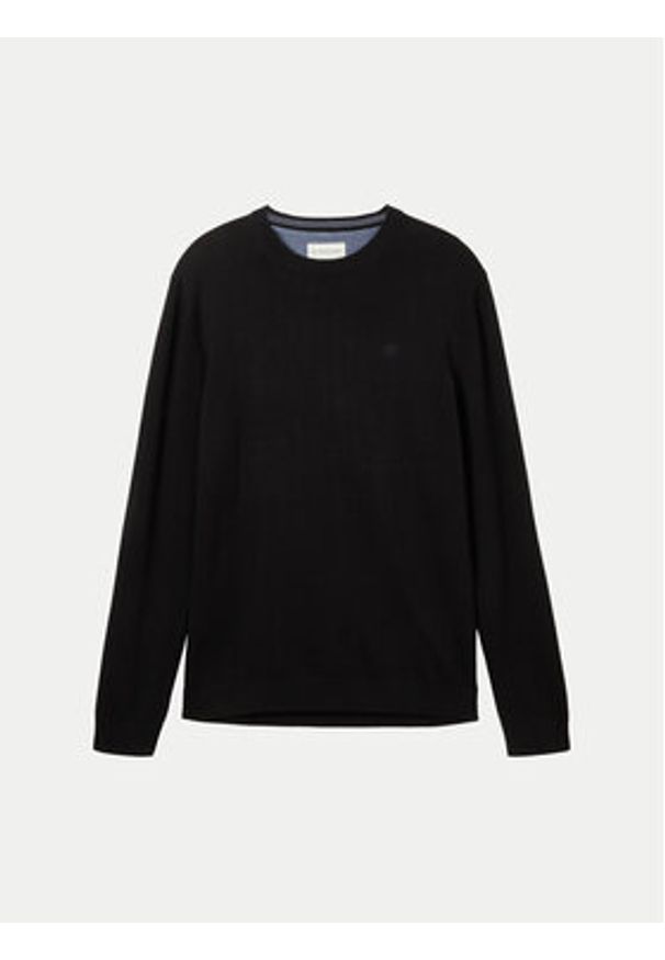Tom Tailor Sweter 1038426 Czarny Regular Fit. Kolor: czarny. Materiał: bawełna