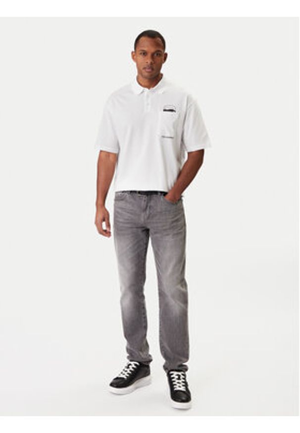 Karl Lagerfeld - KARL LAGERFELD Polo 745127 561225 Biały Regular Fit. Typ kołnierza: polo. Kolor: biały. Materiał: bawełna