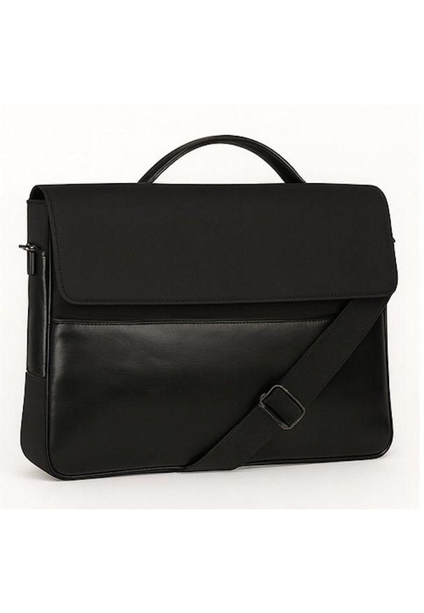 NoName - Torba Torba na laptopa 15,6” biznesowa teczka na ramię pojemna czarna wytrzymała. Kolor: czarny. Styl: biznesowy