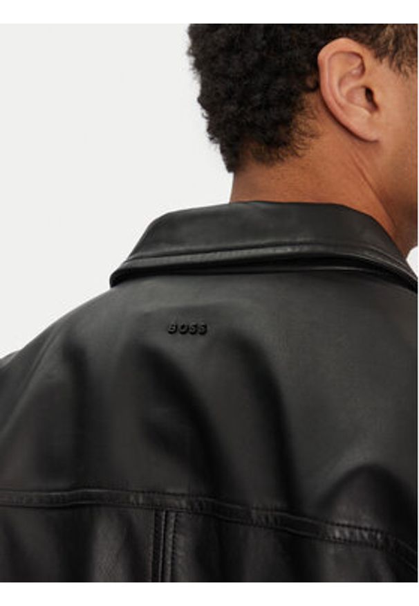 BOSS Kurtka skórzana Jocruz 50530256 Czarny Regular Fit. Kolor: czarny. Materiał: skóra