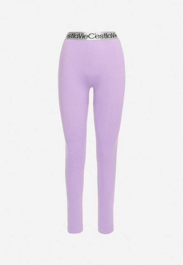 Born2be - Jasnofioletowe Elastyczne Legginsy z Szeroką Gumą w Pasie Rindama. Kolor: fioletowy. Materiał: guma. Styl: sportowy