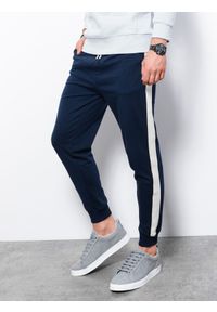Ombre Clothing - Spodnie męskie dresowe joggery P951 - granatowe - XXL. Kolor: niebieski. Materiał: dresówka #5