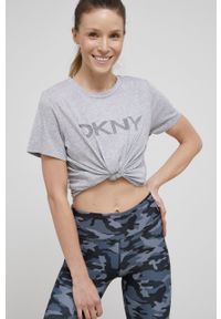 DKNY - Dkny T-shirt DP1T6749 damski kolor szary. Kolor: szary. Wzór: nadruk #2