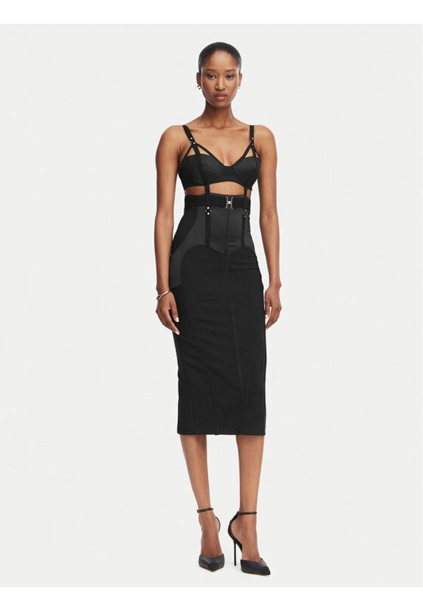 Elisabetta Franchi Sukienka koktajlowa AB-881-62E2-V660 Czarny Slim Fit. Kolor: czarny. Materiał: syntetyk. Styl: wizytowy