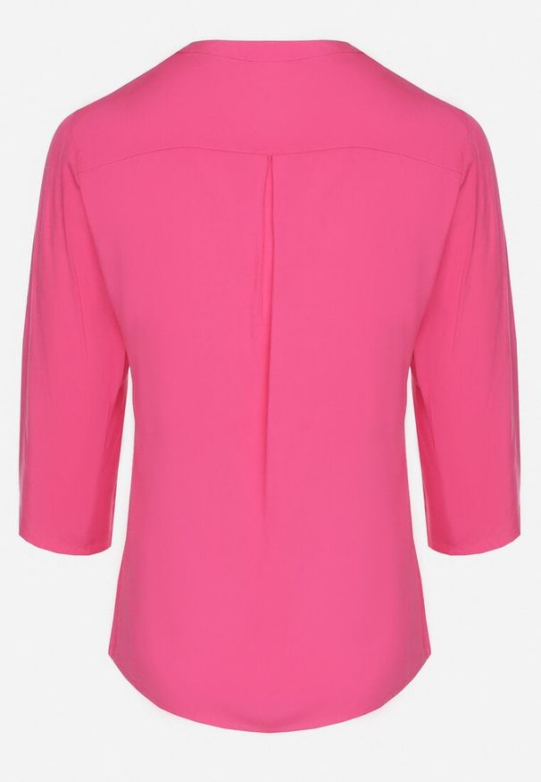 Born2be - Fuksjowa Bluzka z Wiskozy Artanassa. Typ kołnierza: kołnierzyk stójkowy. Kolor: różowy. Materiał: wiskoza. Wzór: gładki. Sezon: wiosna, lato