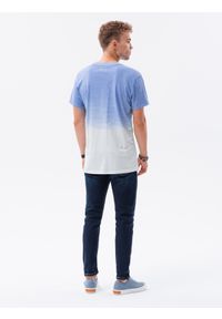 Ombre Clothing - T-shirt męski cieniowany - niebieski V5 S1624 - XXL. Kolor: niebieski. Materiał: bawełna #6