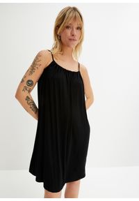 bonprix - Sukienka z dżerseju ze zrównoważonej wiskozy. Kolor: czarny. Materiał: wiskoza, jersey. Długość rękawa: na ramiączkach #1
