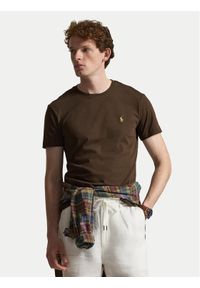 Polo Ralph Lauren T-Shirt 710671438533 Brązowy ciemny Custom Slim Fit. Typ kołnierza: polo. Kolor: brązowy. Materiał: bawełna #1