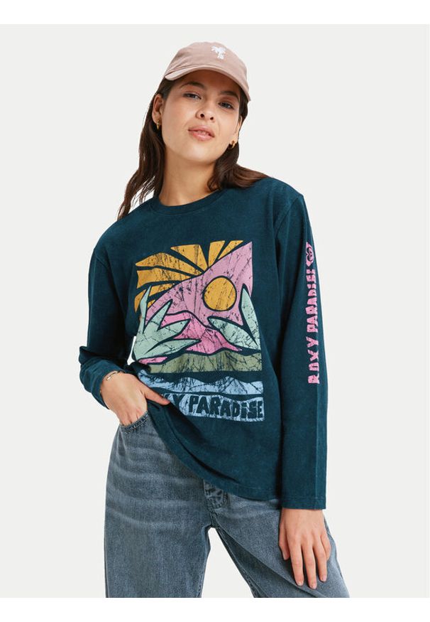 Roxy Bluzka Hangloose Washed ERJZT06028 Czarny Relaxed Fit. Kolor: czarny. Materiał: bawełna