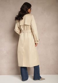 Renee - Beżowy Płaszcz w Stylu Trencza z Paskiem i Klamrą Sinthelle. Okazja: na co dzień, do pracy. Kolor: beżowy. Styl: elegancki, casual #5