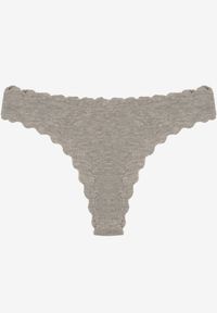 Renee - Szare Prążkowane Majtki Stringi z Bawełny Ilweda. Kolor: szary. Materiał: bawełna, prążkowany #2