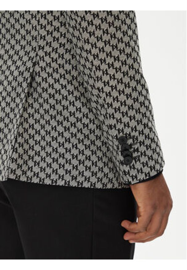 Karl Lagerfeld - KARL LAGERFELD Marynarka 155106 553115 Szary Regular Fit. Typ kołnierza: dekolt w karo. Kolor: szary. Materiał: wiskoza