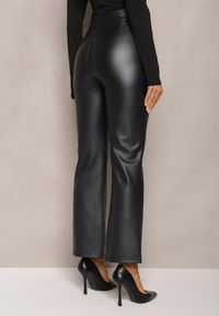 Renee - Granatowe Szerokie Spodnie z Ekoskóry High Waist Dodamani. Stan: podwyższony. Kolor: niebieski. Materiał: skóra #5