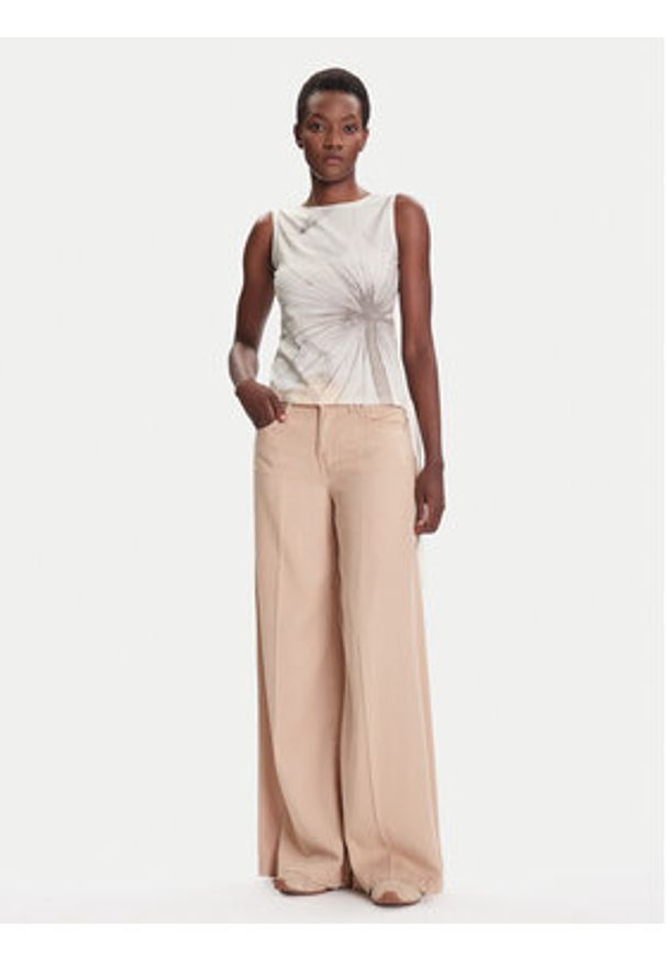 Desigual Top Bruma 25WWTK21 Écru Regular Fit. Materiał: bawełna