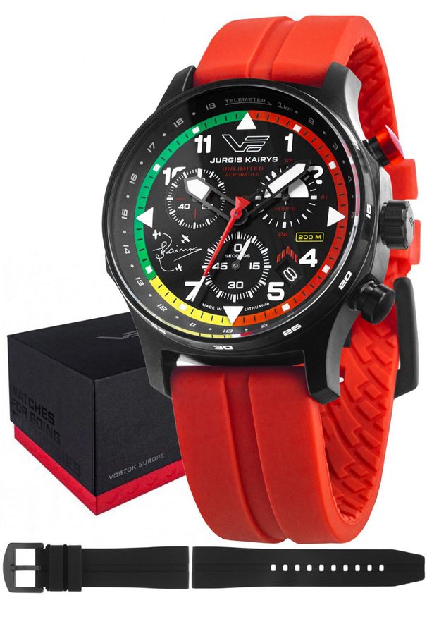 Zegarek męski Vostok Europe VK68-592C775 czerwony. Kolor: czerwony