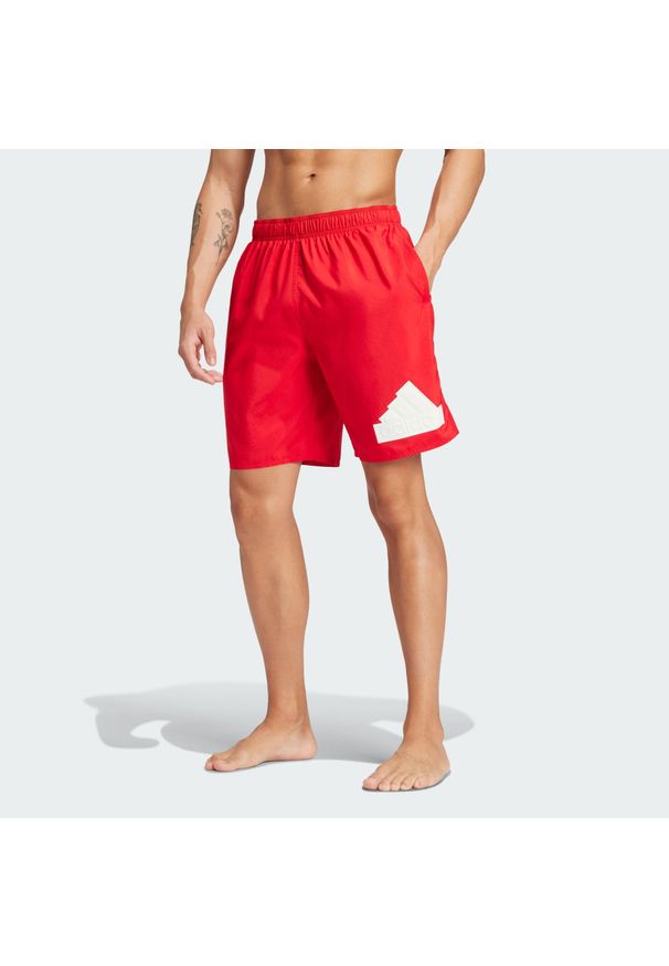 Adidas - Szorty Logo CLX Swim. Kolor: czerwony, biały, wielokolorowy. Materiał: materiał