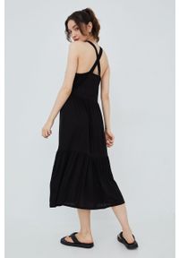 JDY sukienka kolor czarny midi rozkloszowana. Kolor: czarny. Materiał: dzianina. Wzór: gładki. Typ sukienki: rozkloszowane. Długość: midi #5