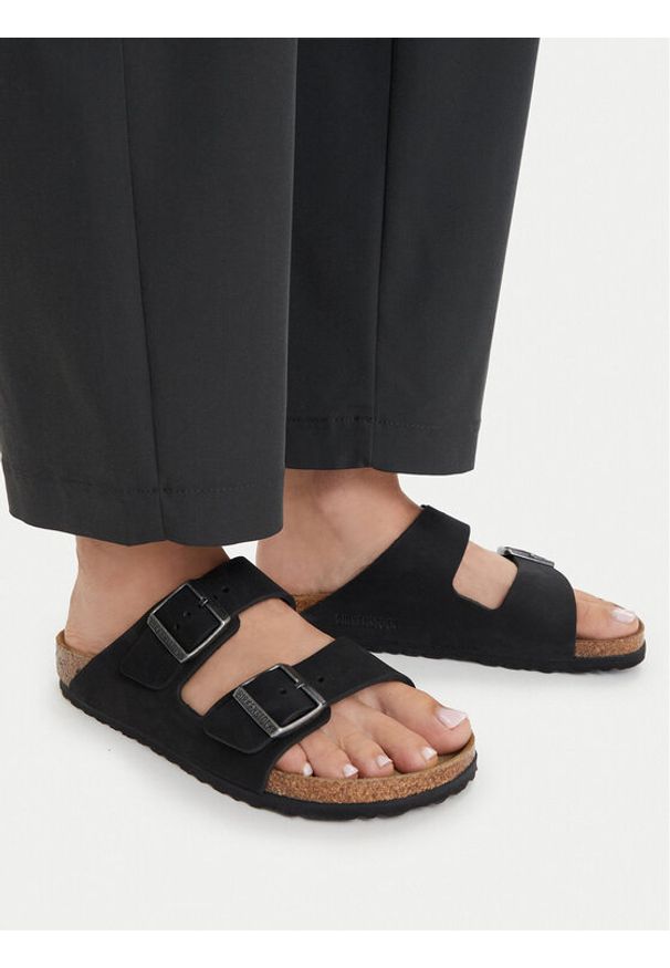 Birkenstock Klapki Arizona SFB 1019035 Czarny. Kolor: czarny. Materiał: skóra, nubuk