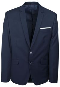 Męski, Taliowany Garnitur (Wesele, Studniówka) - Casino - Ciemny Granat. Materiał: poliester, wiskoza #8