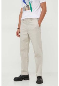 Armani Exchange spodnie męskie kolor szary proste. Kolor: szary. Materiał: tkanina, bawełna