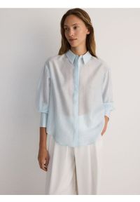 Reserved - Koszula z lyocellu - jasnoniebieski. Kolor: niebieski. Materiał: tkanina. Wzór: gładki