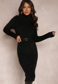 Renee - Czarna Wełniana Sukienka z Golfem Starks. Typ kołnierza: golf. Kolor: czarny. Materiał: wełna. Długość: mini #3