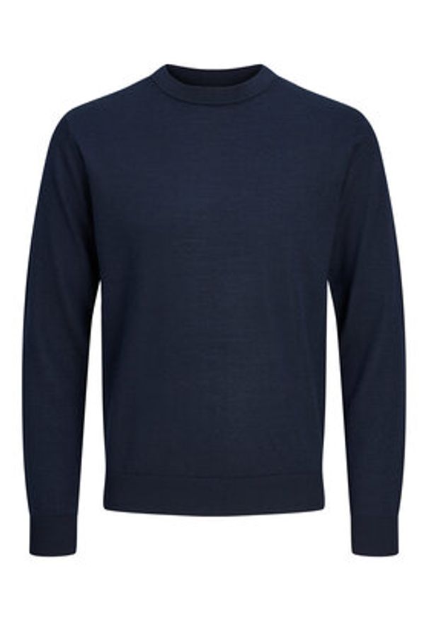 Jack & Jones Sweter Merino 12216817 Granatowy Regular Fit. Kolor: niebieski. Materiał: wełna
