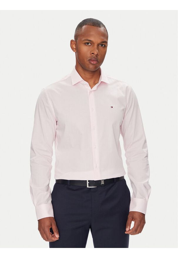 TOMMY HILFIGER - Tommy Hilfiger Koszula MW0MW38347 Różowy Slim Fit. Kolor: różowy. Materiał: bawełna