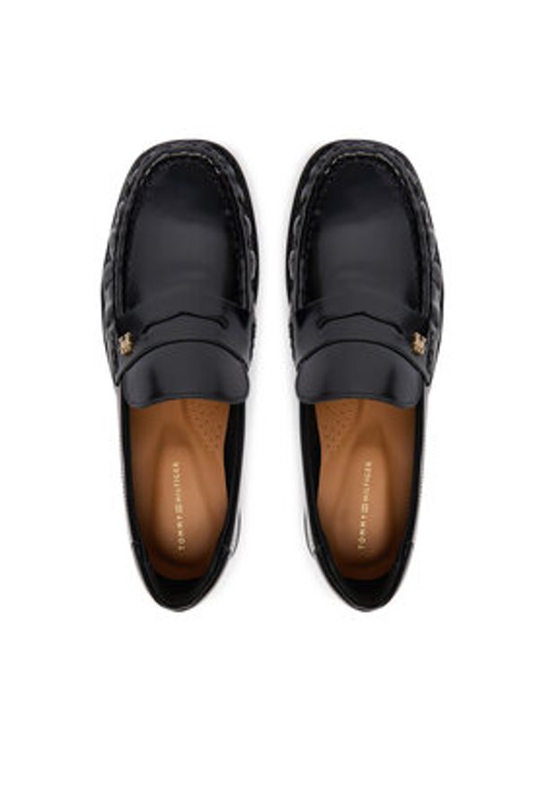 TOMMY HILFIGER - Tommy Hilfiger Loafersy Square Toe Abrasivato FW0FW08825 Czarny. Kolor: czarny. Materiał: skóra