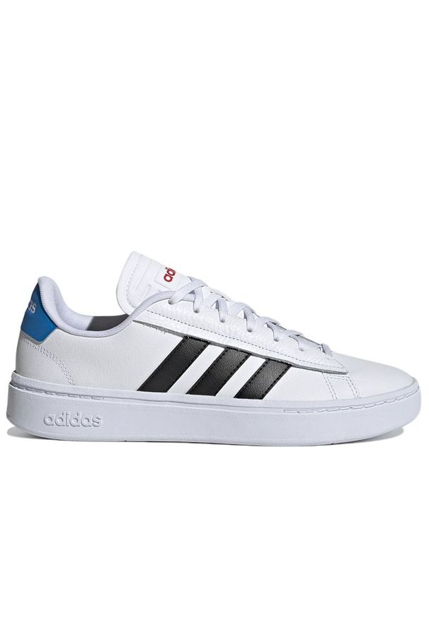 Adidas - Buty adidas Grand Court Alpha GY8029 - białe. Zapięcie: pasek. Kolor: biały. Materiał: guma, skóra. Szerokość cholewki: normalna. Wzór: paski. Model: Adidas Cloudfoam