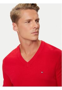 TOMMY HILFIGER - Tommy Hilfiger Sweter MW0MW28047 Czerwony Regular Fit. Kolor: czerwony. Materiał: bawełna #4