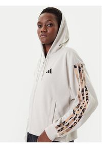 Adidas - adidas Bluza Animal Print 3-Stripes JM1860 Beżowy Loose Fit. Kolor: beżowy. Materiał: syntetyk. Wzór: nadruk #4