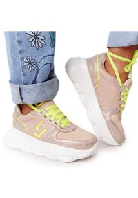 Damskie Sportowe Buty Na Platformie Lu Boo Beżowe beżowy wielokolorowe. Kolor: beżowy, wielokolorowy. Obcas: na platformie #3