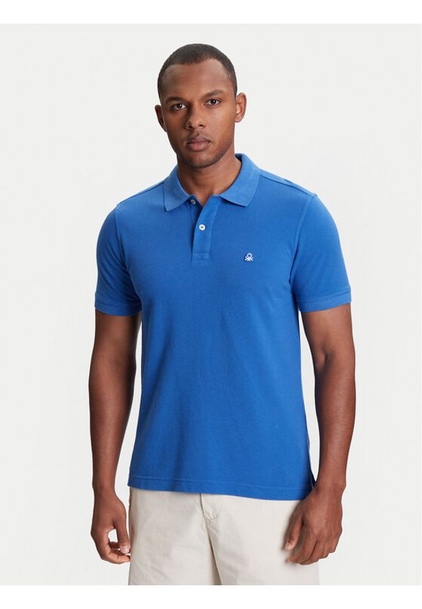 United Colors of Benetton - United Colors Of Benetton Polo 3089J3179 Niebieski Regular Fit. Typ kołnierza: polo. Kolor: niebieski. Materiał: bawełna
