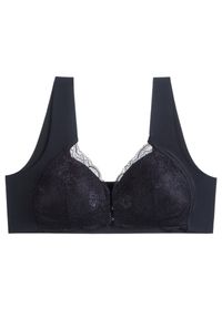 Intica - Biustonosz push-up z koronką zapinany z przodu Lima. Kolor: czarny. Materiał: koronka. Rodzaj stanika: push-up. Wzór: koronka