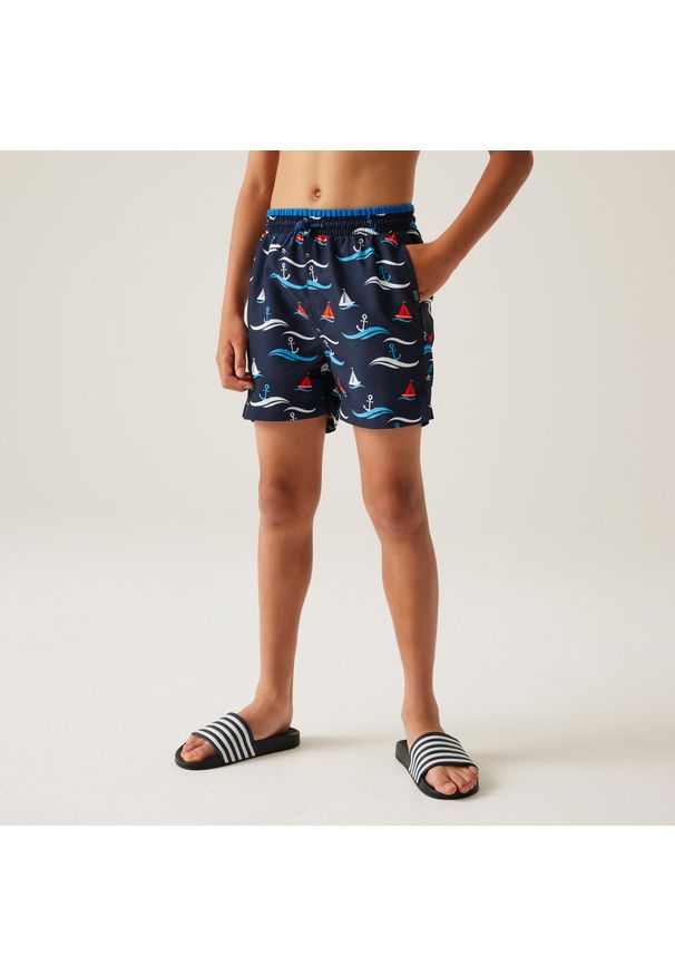 Regatta - Skander III dziecięce szorty kąpielowe. Kolor: niebieski. Materiał: poliester, mikrofibra