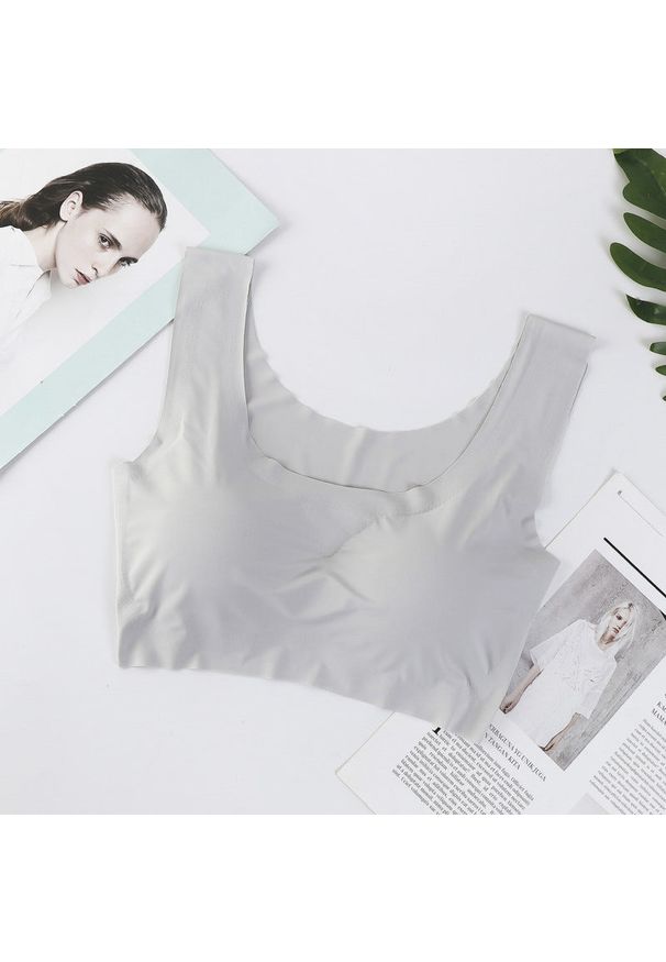 Intica - Biustonosz bezszwowy push-up z usztywnieniem Haruko. Kolor: szary. Materiał: materiał. Rodzaj stanika: push-up