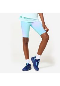 Decathlon - Legginsy sportowe dla dzieci Domyos krótkie. Kolor: wielokolorowy. Materiał: poliester, elastan, materiał. Długość: krótkie. Styl: sportowy