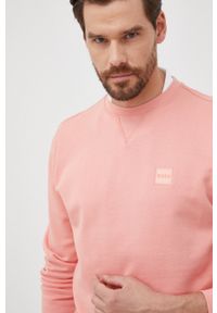 BOSS bluza bawełniana BOSS CASUAL męska kolor różowy gładka. Okazja: na co dzień. Kolor: różowy. Materiał: bawełna. Wzór: gładki. Styl: casual