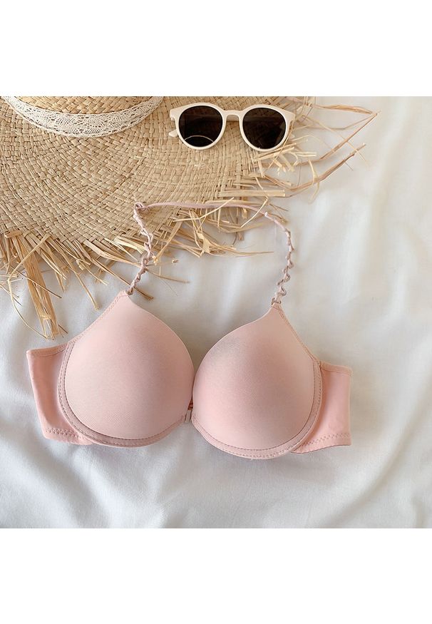 Intica - Biustonosz push-up na szyję z wkładkami uniesienie i wsparcie Liset. Kolor: różowy. Materiał: materiał. Rodzaj stanika: push-up